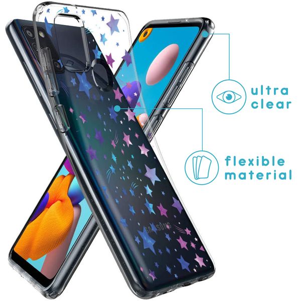 imoshion Design hoesje Samsung Galaxy A21s - Sterren - Paars