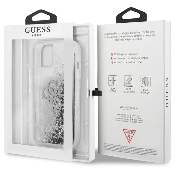 Guess 4G Logo Liquid Glitter Backcover iPhone 13 Mini - Silver