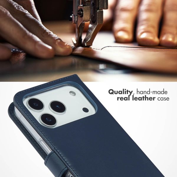 Selencia Genuine Leather Book Case Apple iPhone 17 Pro - Blue