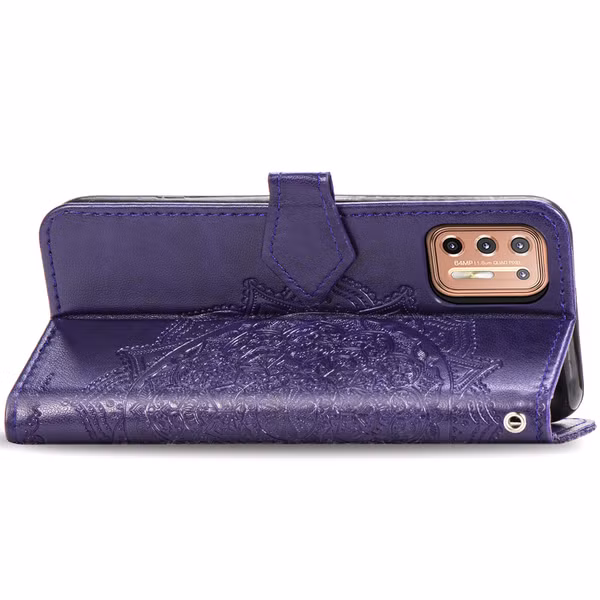 Mandala Bookcase Motorola Moto G9 Plus - Paars