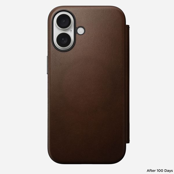 Nomad Modern Leather Folio Bookcase iPhone 16 - Brown