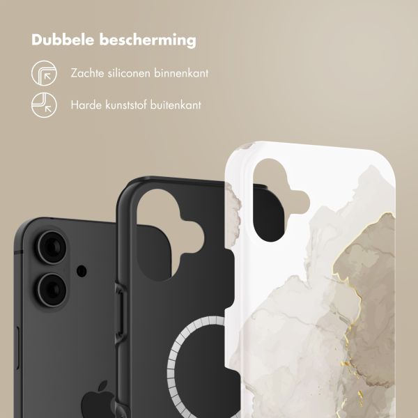 Selencia Vivid Backcover met MagSafe Apple iPhone 16 - Marble Light Brown