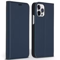 Accezz Premium Leather Slim Bookcase Apple iPhone 12 (Pro) - Donkerblauw