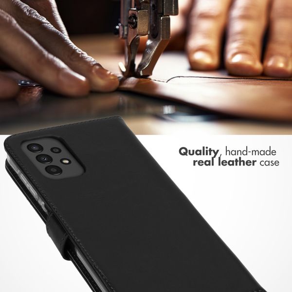 Selencia Echt Leren Bookcase Samsung Galaxy A13 (4G) - Zwart