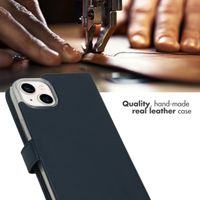 Selencia Genuine Leather Book Case Apple iPhone 14 Plus - Blue