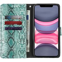 Slangenprint Bookcase iPhone 11 - Groen