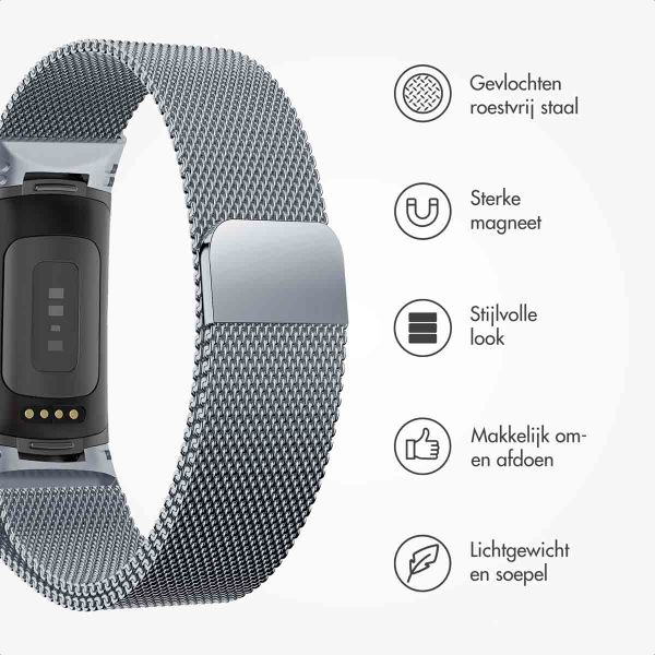 imoshion Milanees magnetisch bandje Fitbit Charge 5 - Maat S - Space Grey