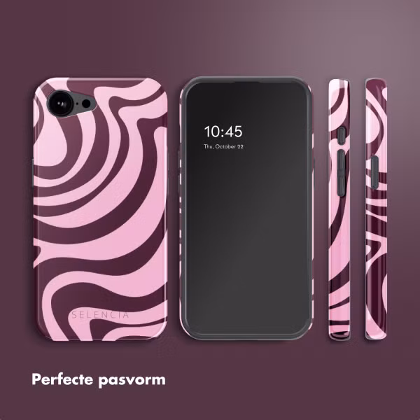 Selencia Vivid Backcover met MagSafe Apple iPhone 16e - Wavy Swirl Pink Plum