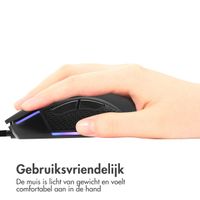 imoshion Gaming muis met RGB lichten - Bedrade gaming muis met USB-A aansluiting - Zwart