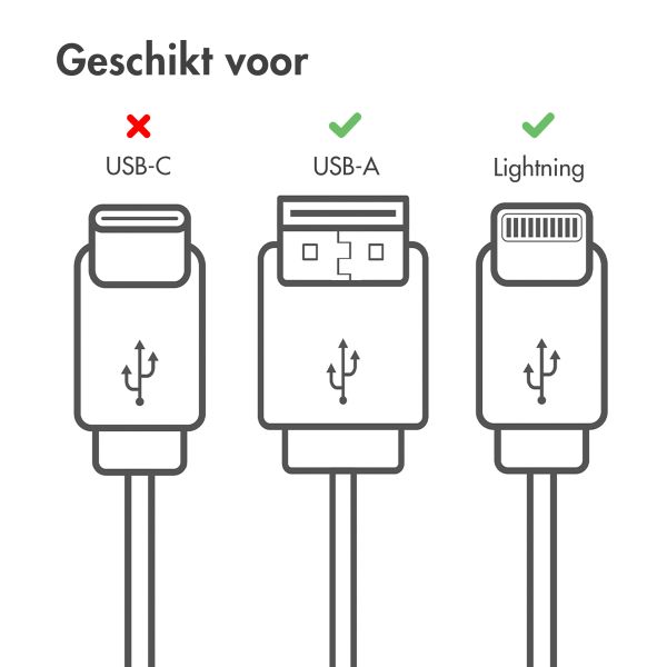 imoshion Lightning naar USB kabel - Non-MFi - Gevlochten textiel - 0,5 meter - Wit