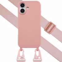 Selencia Siliconen hoesje met afneembaar koord Apple iPhone 17 - Sand Pink