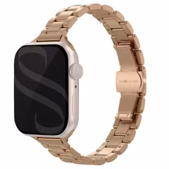 Selencia Slim Steel schakelbandje Apple Watch Series 1 t/m 9 / SE (38/40/41 mm) | Series 10 / 11 (42 mm) - Rosé Goud