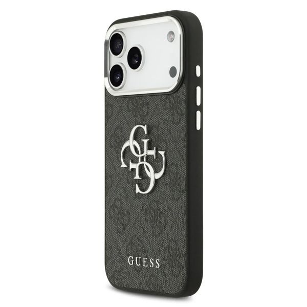 Guess 4G Metal Logo Backcover Apple iPhone 17 Pro Max - Silver Edge - Black