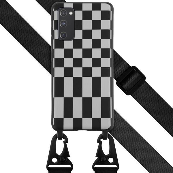 Selencia Siliconen design hoesje met afneembaar koord Samsung Galaxy S20 FE - Irregular Check Black