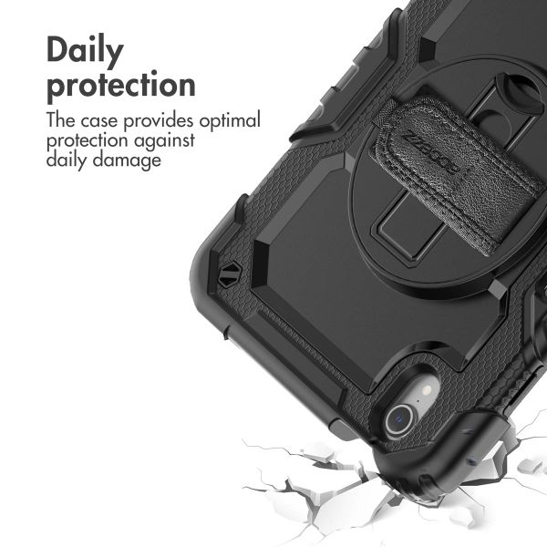 Accezz Rugged Back Cover with shoulder strap Apple iPad Mini 7 (2024) / iPad Mini 6 (2021) - Black
