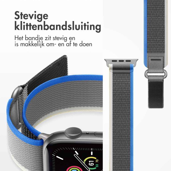 imoshion Nylon Trail bandje Apple Watch Series 1 t/m 11 / SE / Ultra (44/45/46/49 mm) - Blue / Grey
