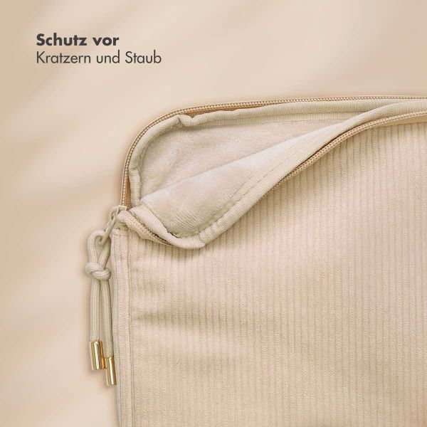 Selencia Corduroy Laptop hoes 13-14 inch - Laptopsleeve - Beige