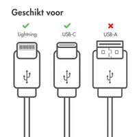imoshion Lightning naar USB-C kabel - Non-MFi - Gevlochten textiel - 0,5 meter - Wit