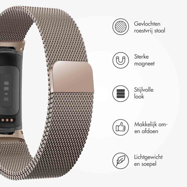 imoshion Milanees magnetisch bandje Fitbit Charge 5 - Maat M - Champagne