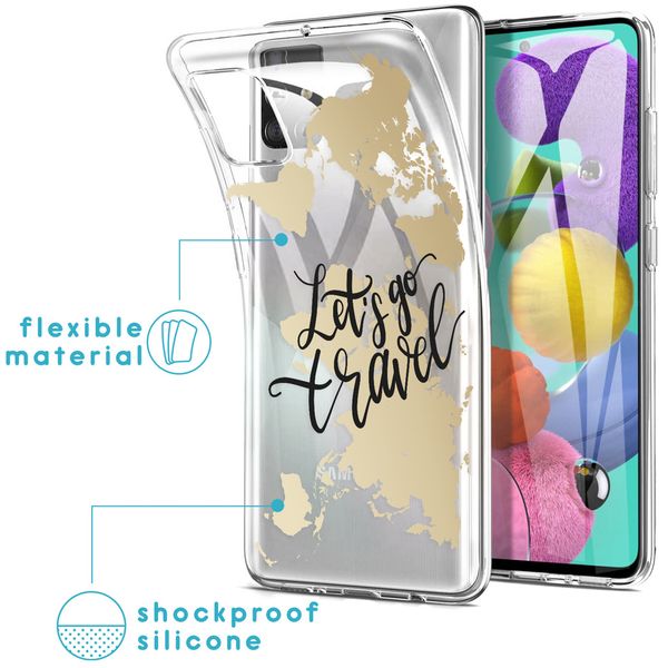 imoshion Design hoesje Samsung Galaxy A51 - Let's Go Travel / Zwart