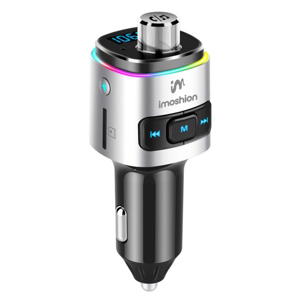 imoshion Bluetooth FM Transmitter Auto - met Power Delivery USB-C oplaadpoort - Zwart / Zilver