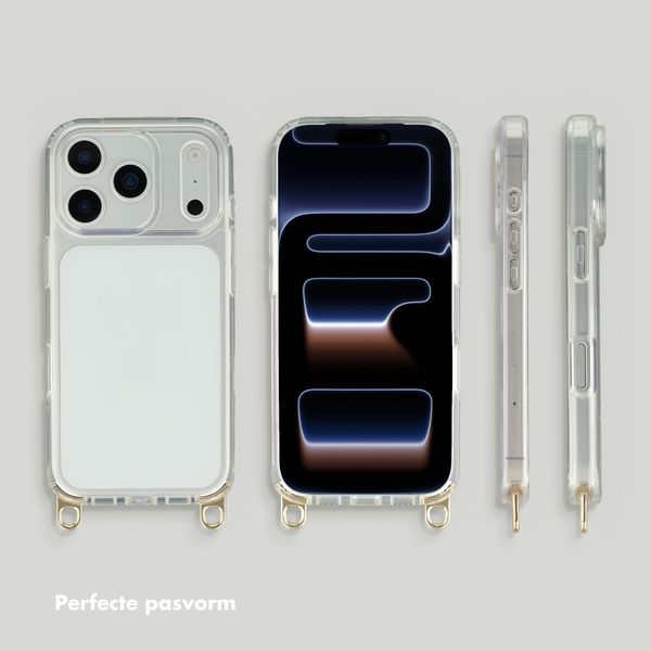 Selencia Transparent Case with Hooks + Lova Wrist Strap Apple iPhone 17 Pro Max - Mocha Brown