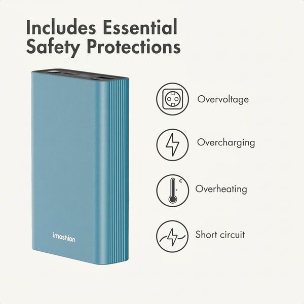 imoshion Ultra Series Aluminium Powerbank 20,000 mAh - Quick Charge and Power Delivery - Petrol Green