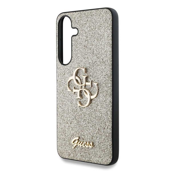 Guess 4G Metal Logo Glitter Backcover Samsung Galaxy S25 Plus - Goud