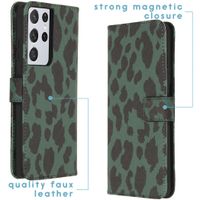 imoshion Design Softcase Bookcase Samsung Galaxy S21 Ultra - Green Leopard