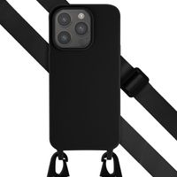 Selencia Siliconen hoesje met afneembaar koord Apple iPhone 15 Pro - Zwart