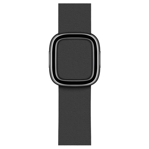 Apple Leather Band Modern Buckle Apple Watch Series 1 t/m 9 / SE (38/40/41 mm) | Series 10 (42 mm) - Maat M - Zwart