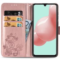 Klavertje Bloemen Bookcase Samsung Galaxy A41 - Rosé Goud