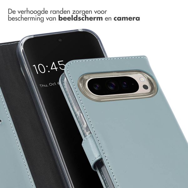 Selencia Echt Leren Bookcase Google Pixel 9 / 9 Pro - Lichtblauw