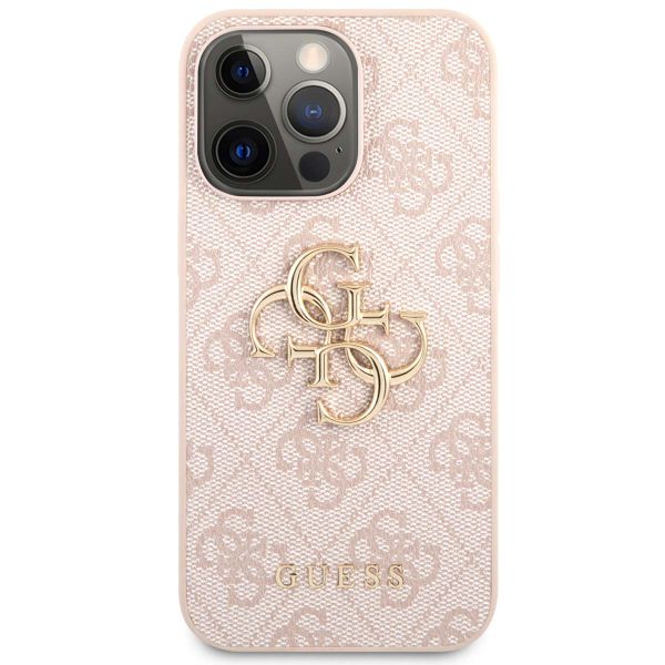 Guess 4G Metal Logo Backcover iPhone 13 Pro - Roze / Goud