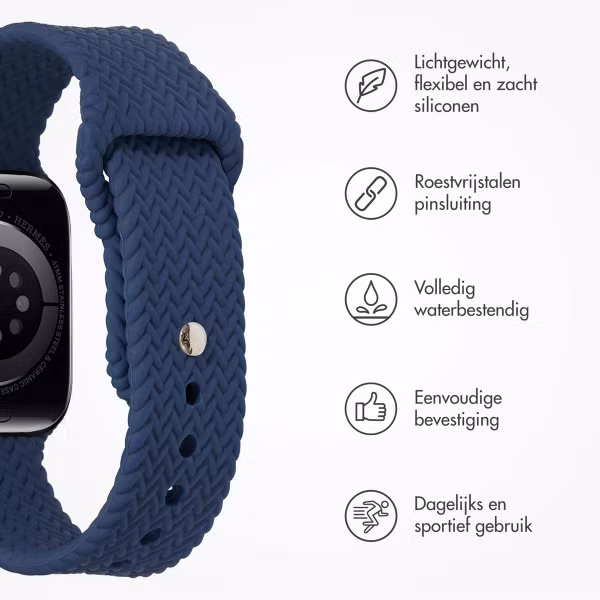 imoshion Siliconen geweven bandje Apple Watch Series 1 t/m 9 / SE (38/40/41 mm) | Series 10 / 11 (42 mm) - Donkerblauw