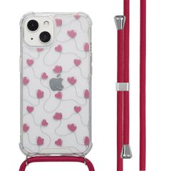 imoshion Design hoesje met koord Apple iPhone 13 - Dusty Rose Connected Hearts