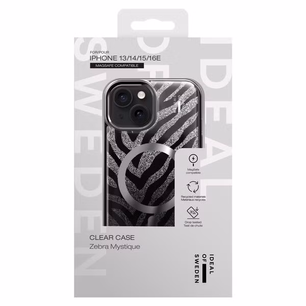 iDeal of Sweden Clear Case Limited met MagSafe Apple iPhone 13/14/15/16e - Zebra Mystique