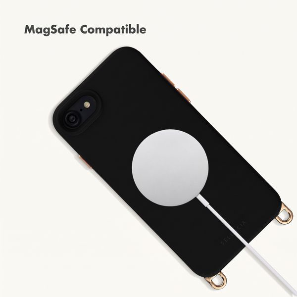 Selencia Rivièra MagSafe Back Cover with detachable hooks Apple iPhone SE (2022 / 2020) / 8 / 7 - Velvet Black