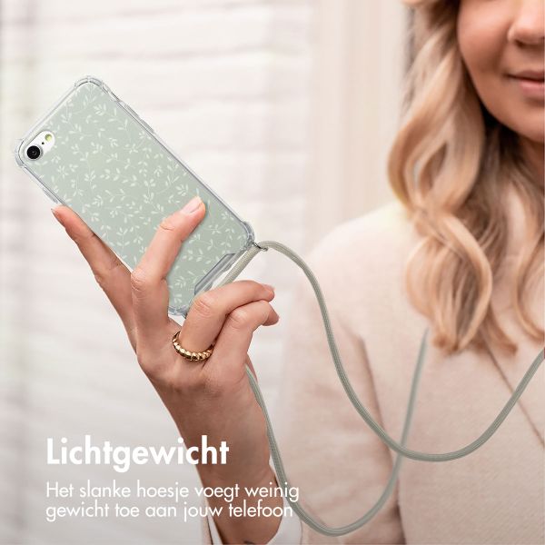 imoshion Design hoesje met koord Apple iPhone SE (2022 / 2020) / 8 / 7 - Smoke Green Flowers