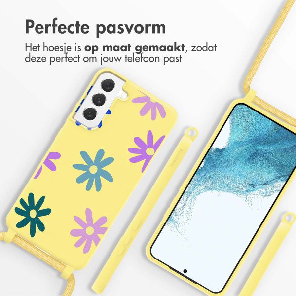 imoshion Siliconen design hoesje met koord Samsung Galaxy S22 - Yellow Flower Distance