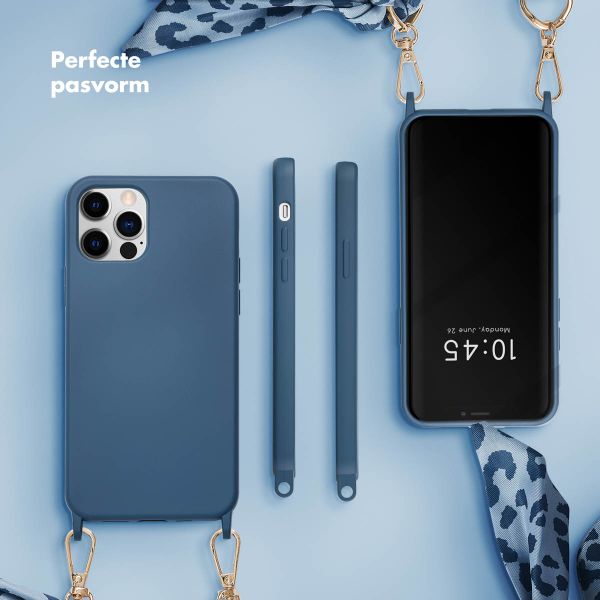 Selencia Backcover met luxe polskoord iPhone 12 (Pro) - Blauw