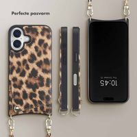 Selencia Nova Backcover met koord en pashouder iPhone 16 - Leopard