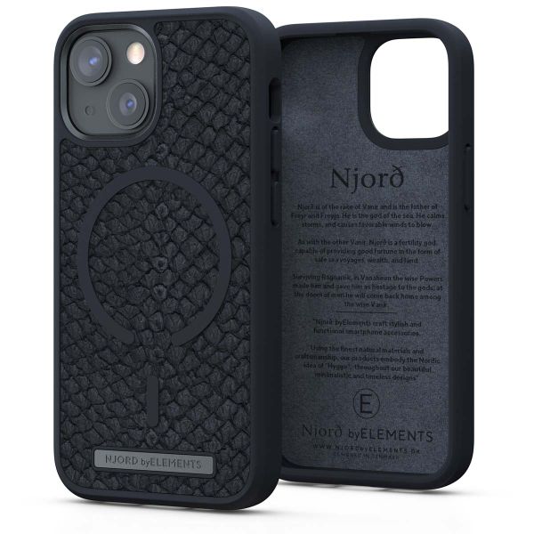 Njorð Collections Salmon Leather MagSafe Case iPhone 13 Mini - Dark Grey