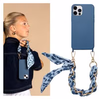 Selencia Backcover met luxe polskoord Apple iPhone 12 (Pro) - Blauw