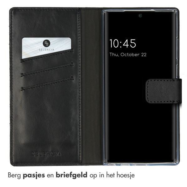 Selencia Echt Leren Bookcase Samsung Galaxy S23 Ultra - Zwart