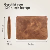 Accezz Leather Laptop hoes met rits 13-14 inch - Laptopsleeve - Cognac