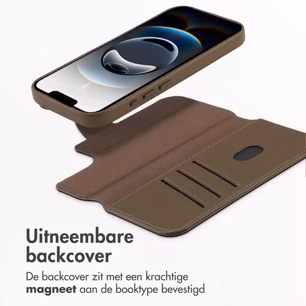 Accezz Leather Bookcase 2-in-1 met MagSafe Apple iPhone 17e / 16e - Coffee Brown