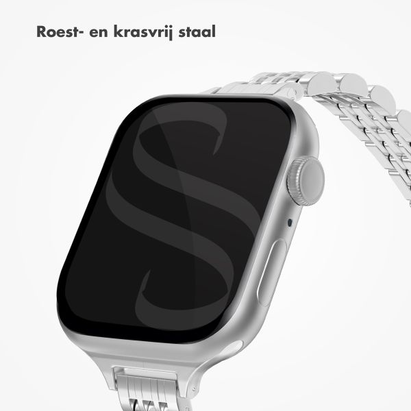 Selencia Slim Steel Jubilee Inspired schakelbandje Apple Watch Series 1 t/m 9 / SE (38/40/41 mm) | Series 10 (42 mm) - Zilver