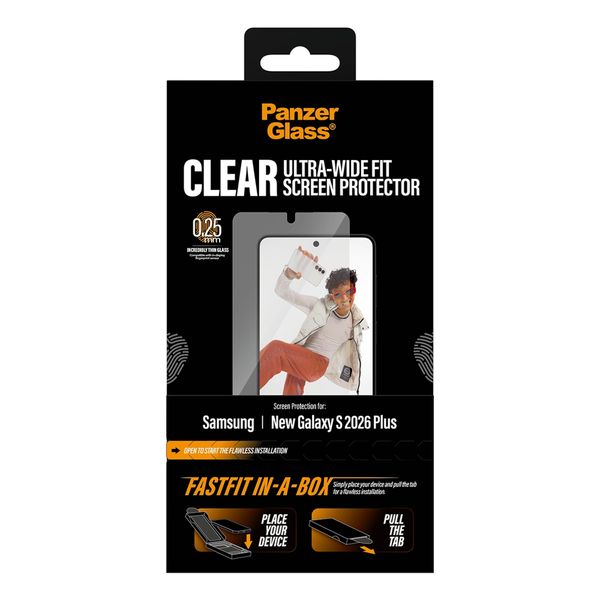 PanzerGlass Ultra Wide Fit FastFit in-a-box Screenprotector Samsung Galaxy S26 Plus
