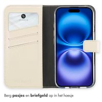 Selencia Echt Leren Bookcase Apple iPhone 16 - Greige